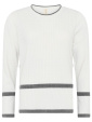 Skovhuus-tr�ja med sidknappar, offwhite/antracit. Orgnic cotton