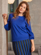 Plisse-stickad trja, royal blue