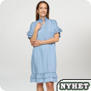 Klnning Romantica, chambray-denim med tryck