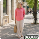 Favorit-skjorta, lin/viscose, cherry-cerise