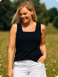 Top i ren bomull, svart