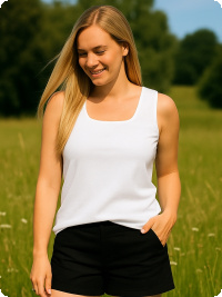 Top i ren bomull. vit