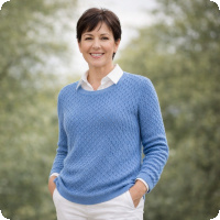 V�rnyhet i lager! Vackert m�nsterstickad tr�ja som finns i tre f�rger, fint rundad nederkant med knappar framtill vid nederkantens rundning. V�lkommen in i webbutiken och se m�nga fler v�rkl�der!