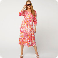 V�ren och solen! H�r en kl�nning sydd i ett vackert m�nstrat tyg i ren viscose perfekt nu n�r v�ren �r p� ing�ng! Kl�nningen �r fodrad, den �r helt frontkn�ppt. avskuren i livet och har utst�lld kjol med l�ngsg�ende s�mmar. Mer info och fler bilder i webbutiken.