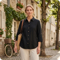Otroligt anv�ndbar och snygg skjorta som kan anv�ndas till b�de vardag och fest beroende p� vad man s�tter till. Skjortan �r sydd i kraftig linviscose-kvalitet som �r behaglig att ha p�. Den finns i vit, svart och cherrycerise. 